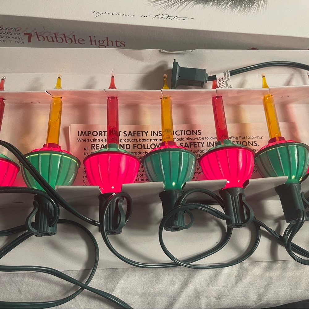Lot of 2 Noma Bubble Lights Indoor Each strand is 7 ft long. Vintage Christmas